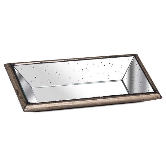 Astor Distressed Mirrored Display Tray With Wooden Detailing by Hill Interiors