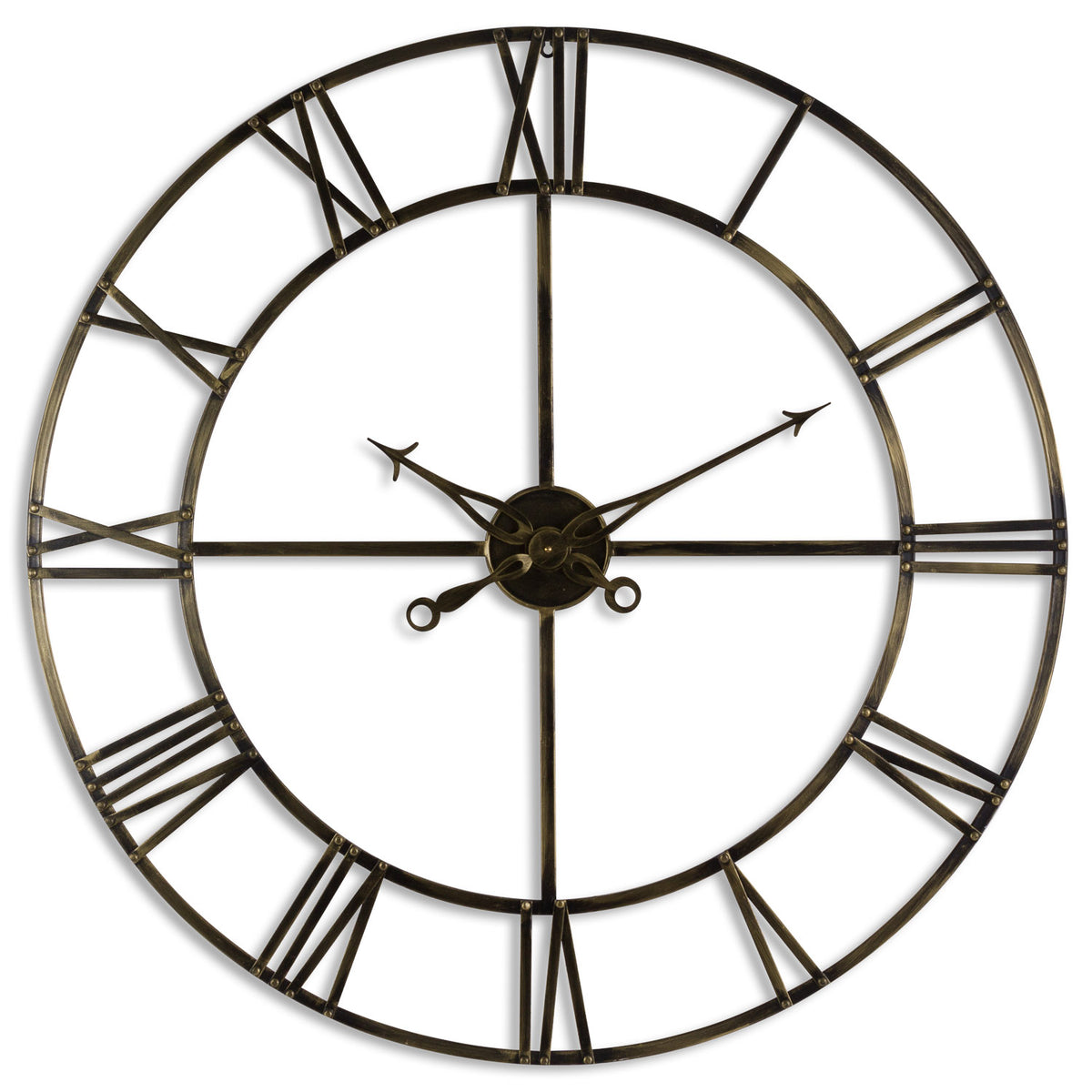 Large Antique Brass Large Skeleton Clock by Hill Interiors