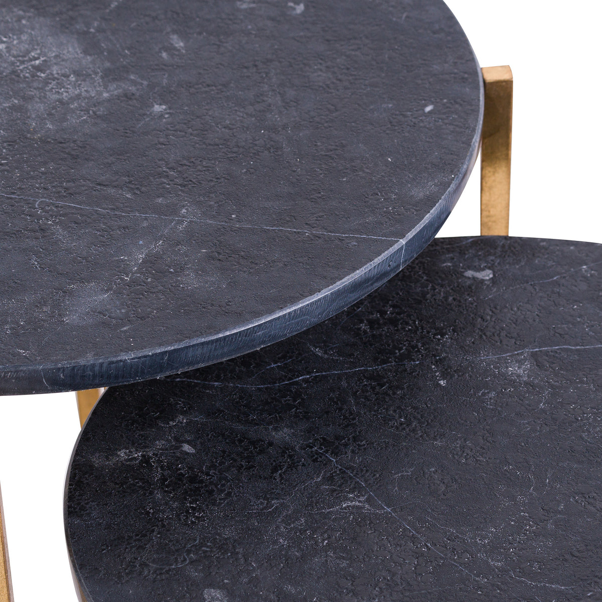 Set Of 2 Gold And Black Marble Tables by Hill Interiors - image 3