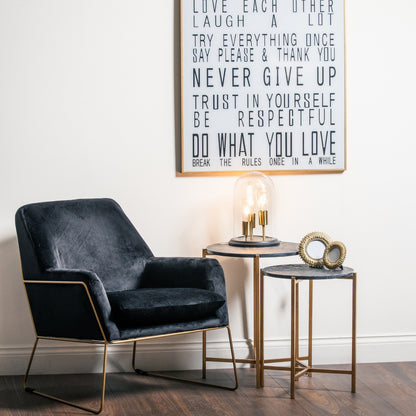 Set Of 2 Gold And Black Marble Tables by Hill Interiors