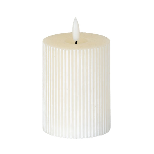 Luxe Collection Natural Glow 3x4 Textured Ribbed LED Candle by Hill Interiors