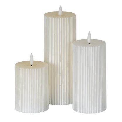 Luxe Collection Natural Glow 3x8 Textured Ribbed LED Candle by SEDERVA - image 3