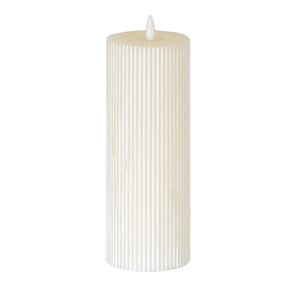 Luxe Collection Natural Glow 3x8 Textured Ribbed LED Candle by SEDERVA