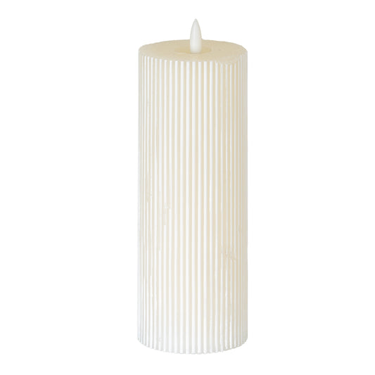 Luxe Collection Natural Glow 3.5x9 Texture Ribbed LED Candle by Hill Interiors