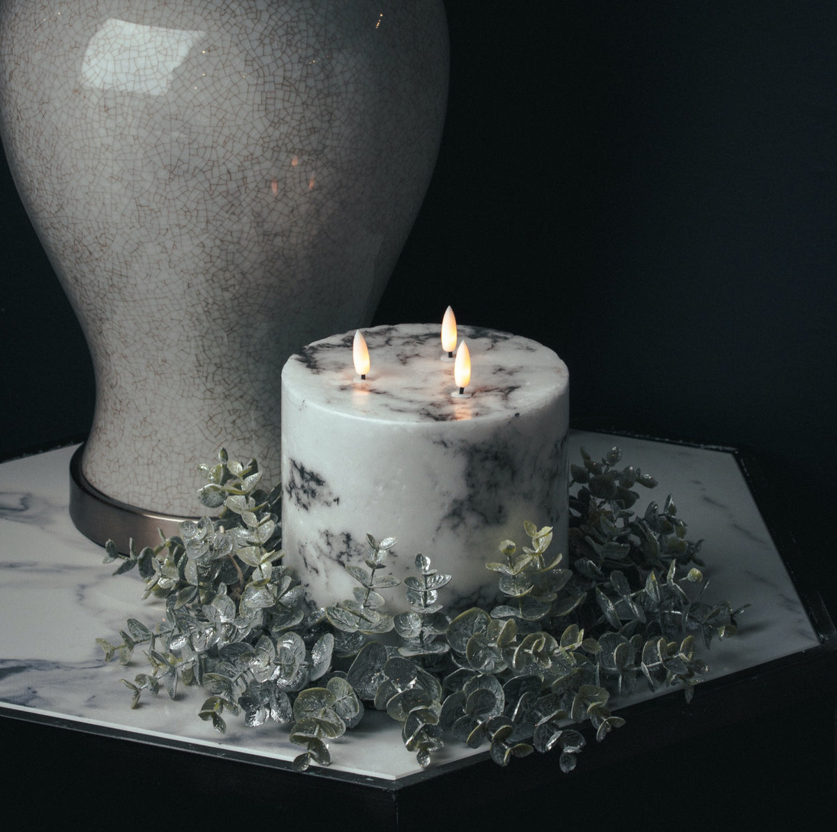 Large Frosted Eucalyptus Candle Wreath by Hill Interiors - image 3