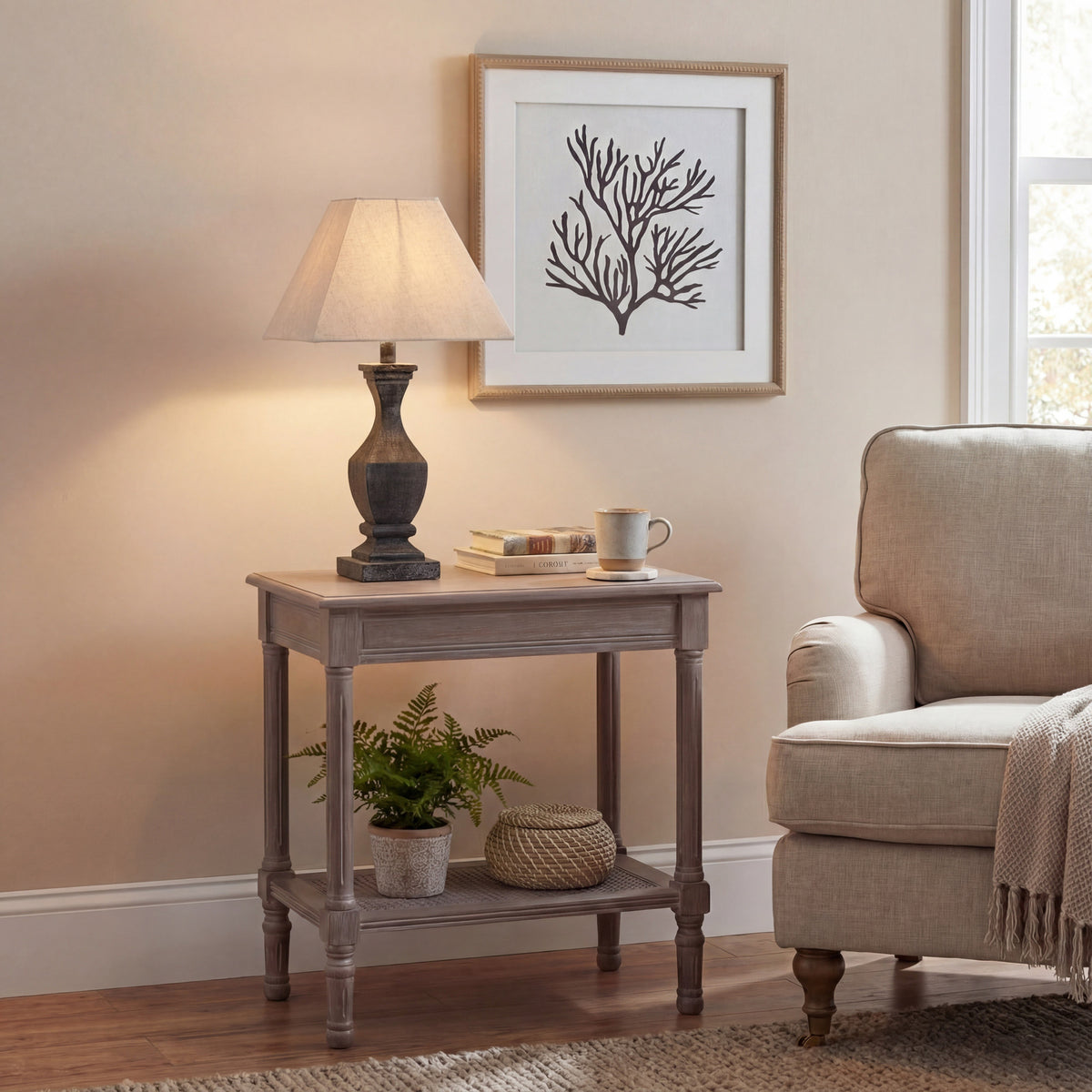 Incia Fluted Wooden Table Lamp by Hill Interiors
