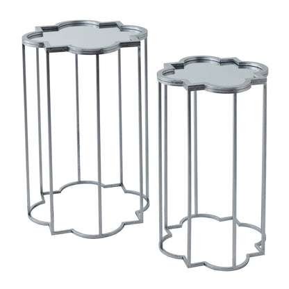 Quarter Foil Mirrored Set Of Two Side Tables by Hill Interiors - image 2