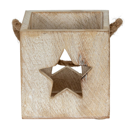 Washed Wood Star Tealight Candle Holder by Hill Interiors - image 2
