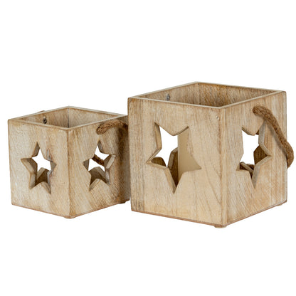 Washed Wood Star Tealight Candle Holder by Hill Interiors - image 4