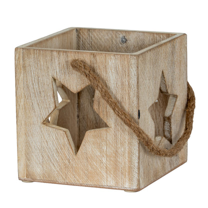 Washed Wood Large Star Tealight Candle Holder by Hill Interiors