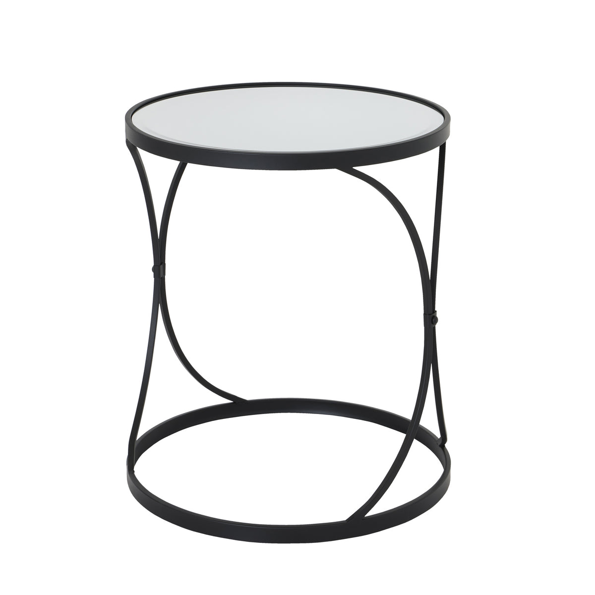 Concaved Set Of Two Black Mirrored Side Tables by Hill Interiors - image 2