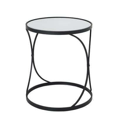 Concaved Set Of Two Black Mirrored Side Tables by Hill Interiors - image 2