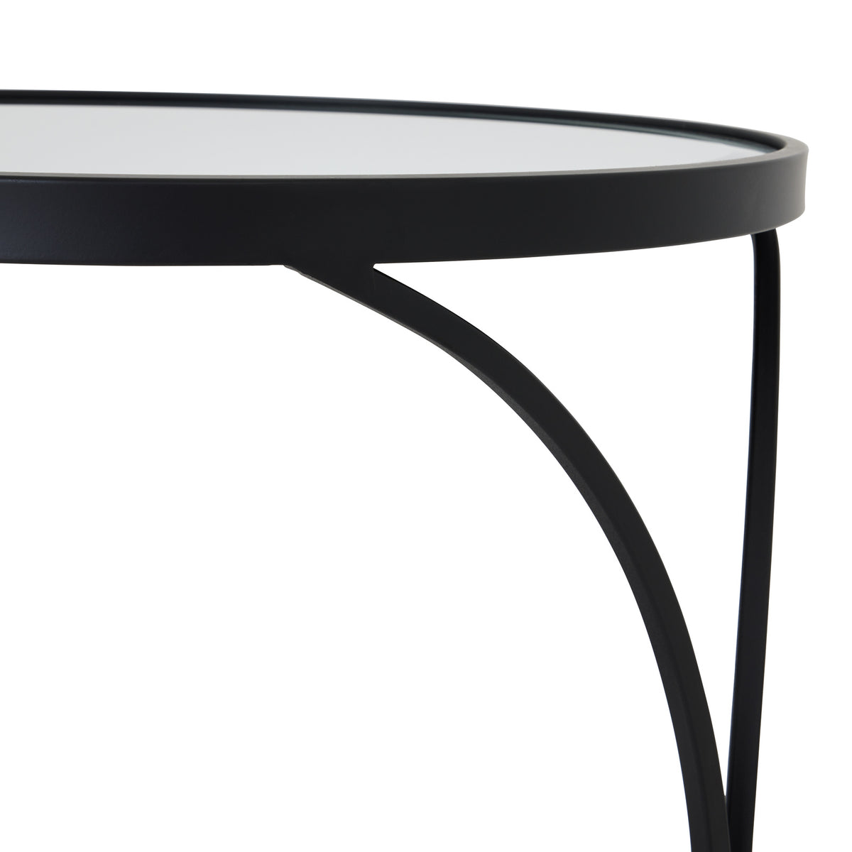 Concaved Set Of Two Black Mirrored Side Tables by Hill Interiors - image 4