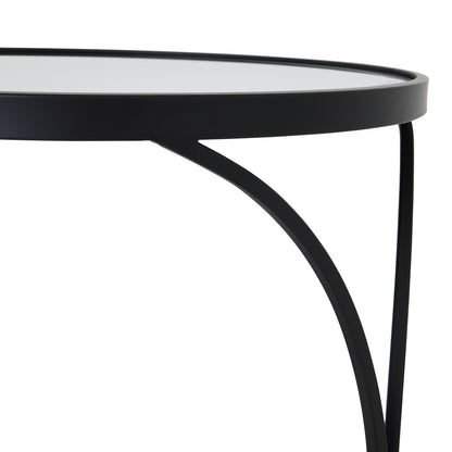 Concaved Set Of Two Black Mirrored Side Tables by Hill Interiors - image 4