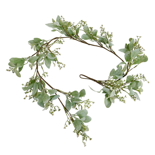 Winter Garland With Lambs Ear And Wax Flower by Hill Interiors
