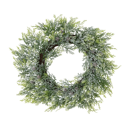 Frosted Pine Wreath With Pinecones by Hill Interiors