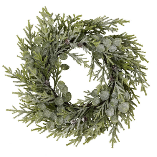 Frosted Pine And Eucalyptus Wreath by Hill Interiors
