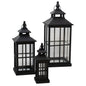 Set Of 3 Black Window Style Lanterns With Open Top by Hill Interiors