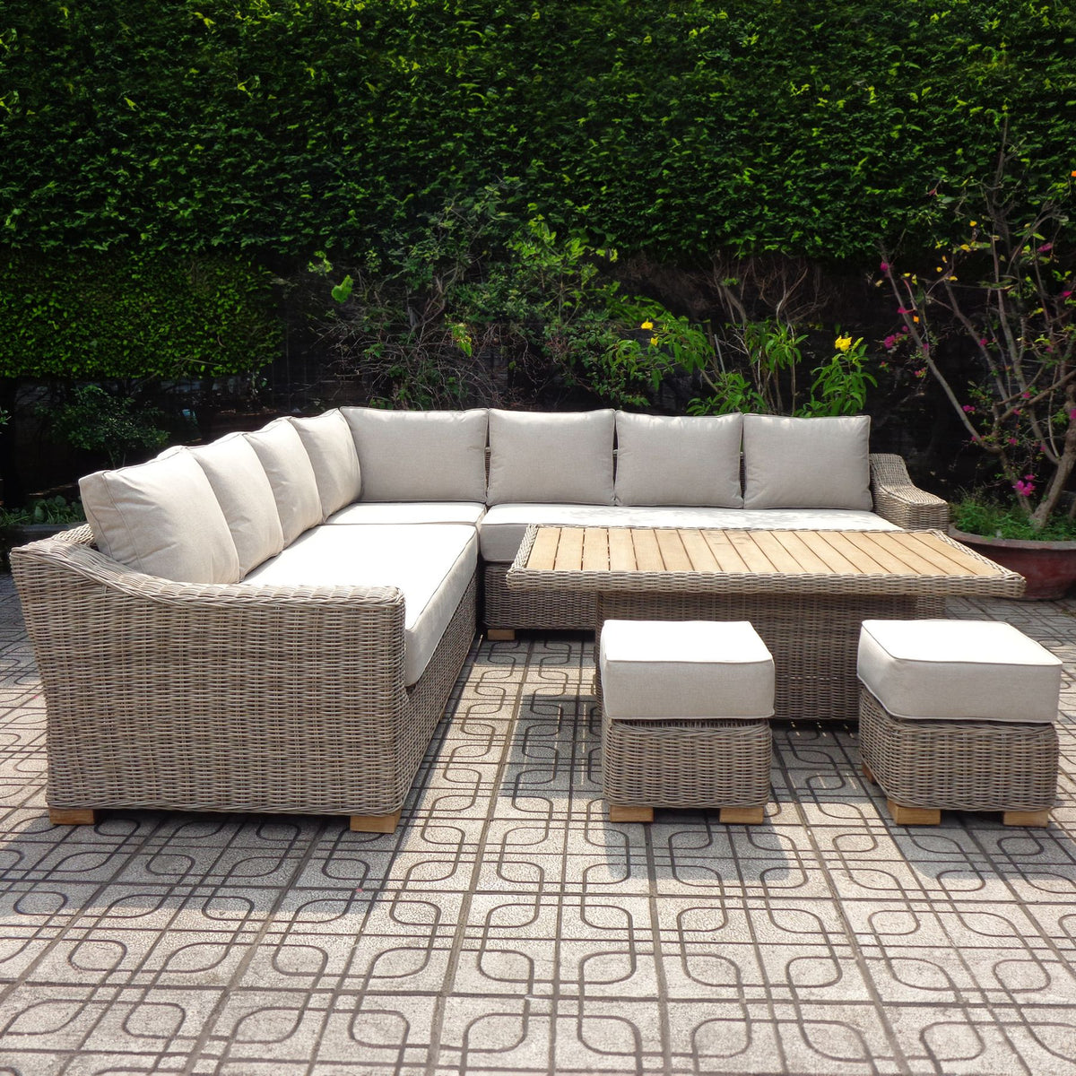 Capri Outdoor Large Corner Set With Riser Table + 2 Stools by Hill Interiors - image 2