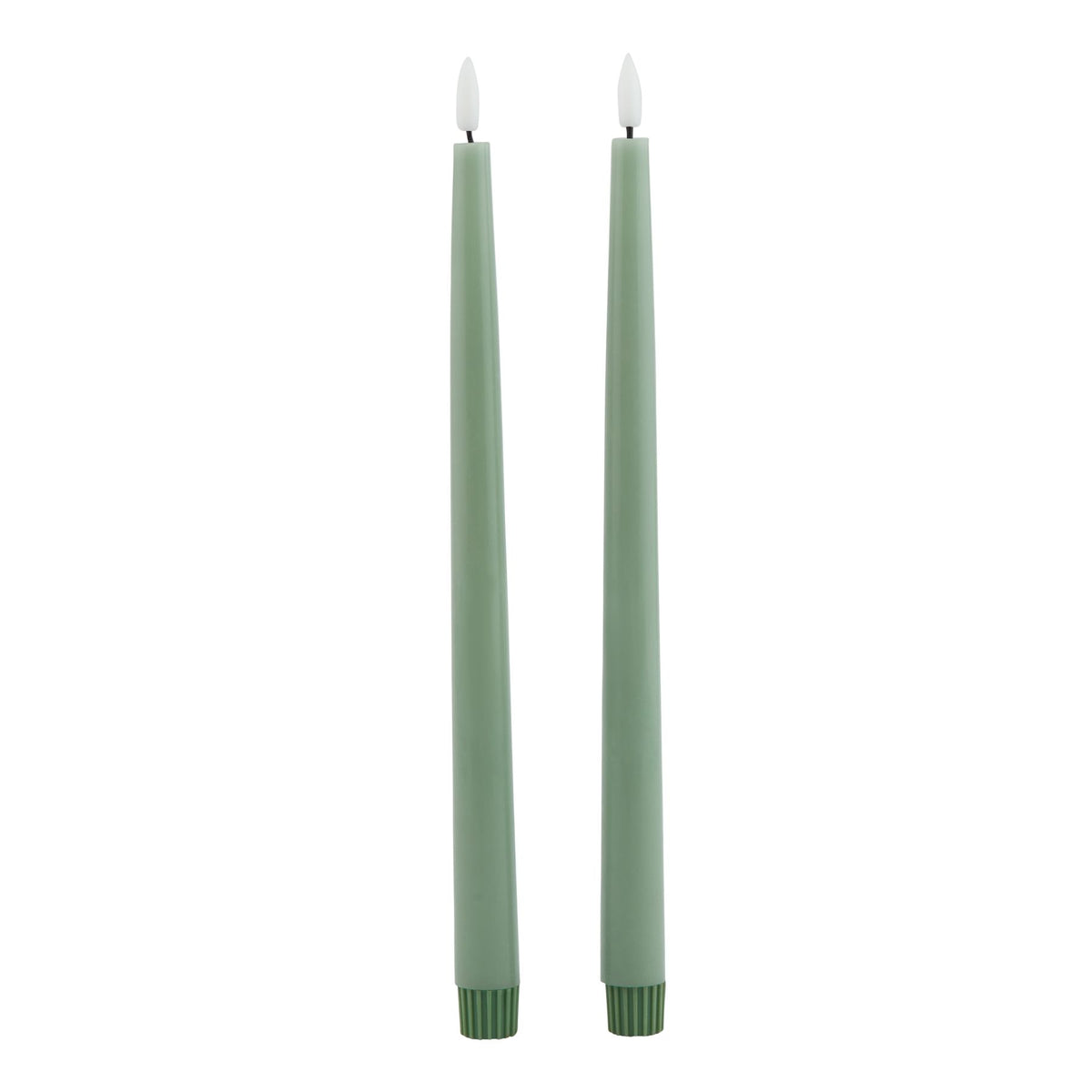 Luxe Collection S/2 Sage LED Wax Dinner Candles by Hill Interiors