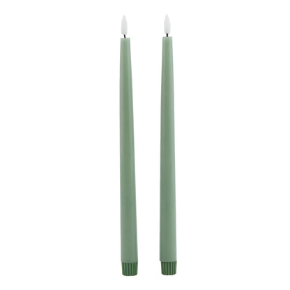 Luxe Collection S/2 Sage LED Wax Dinner Candles by Hill Interiors