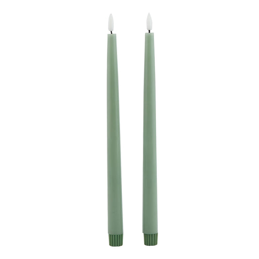 Luxe Collection S/2 Sage LED Wax Dinner Candles by Hill Interiors