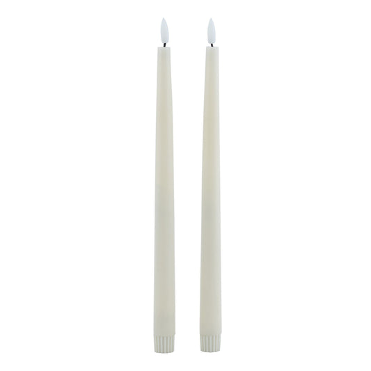 Luxe Collection S/2 Taupe LED Wax Dinner Candles by Hill Interiors