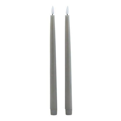 Luxe Collection S/2 Grey LED Wax Dinner Candles by Hill Interiors