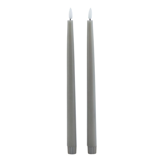 Luxe Collection S/2 Grey LED Wax Dinner Candles by Hill Interiors