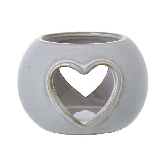 White Ceramic Heart Cut-Out Round Tealight Holder by Hill Interiors