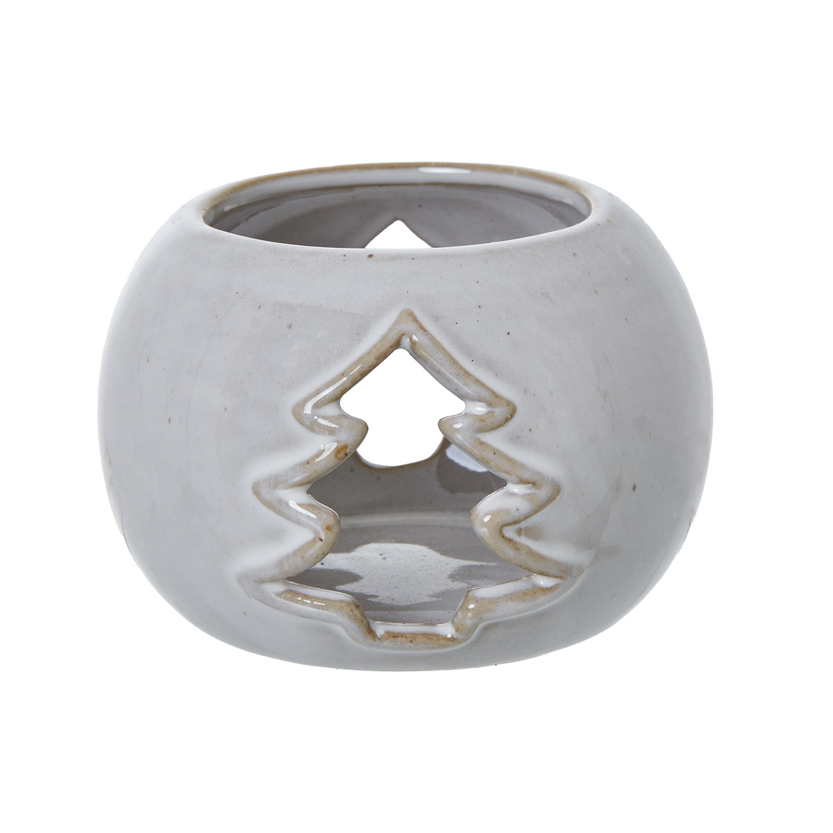 White Ceramic Tree Cut-Out Round Tealight Holder by Hill Interiors