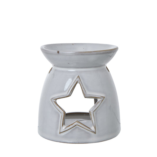 White Ceramic Star Cut-Out Wax Melt Tealight Holder by Hill Interiors