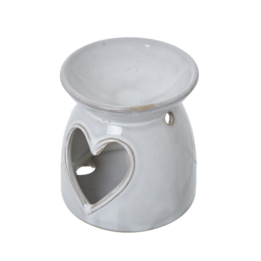 White Ceramic Heart Cut-Out Wax Melt Tealight Holder by Hill Interiors