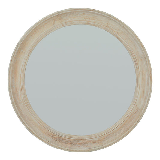 Washed Wood Round Framed Mirror by Hill Interiors