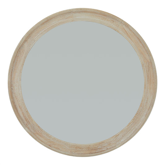 Washed Wood Round Framed Large Mirror by Hill Interiors