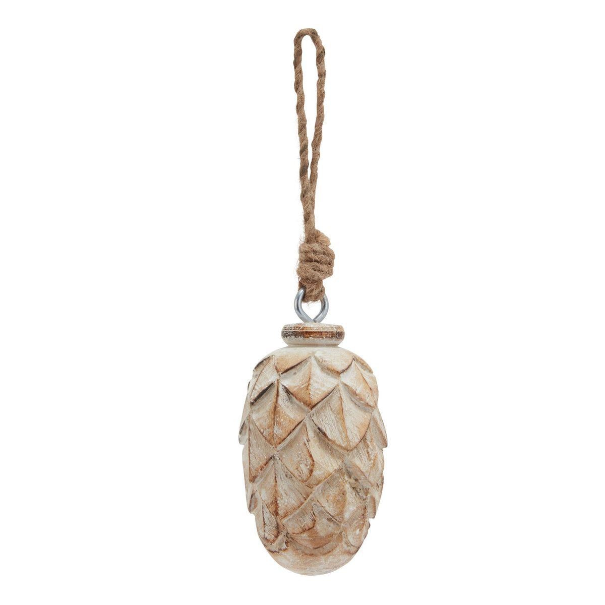 Antique White Wash Small Pine Cone Bauble by Hill Interiors