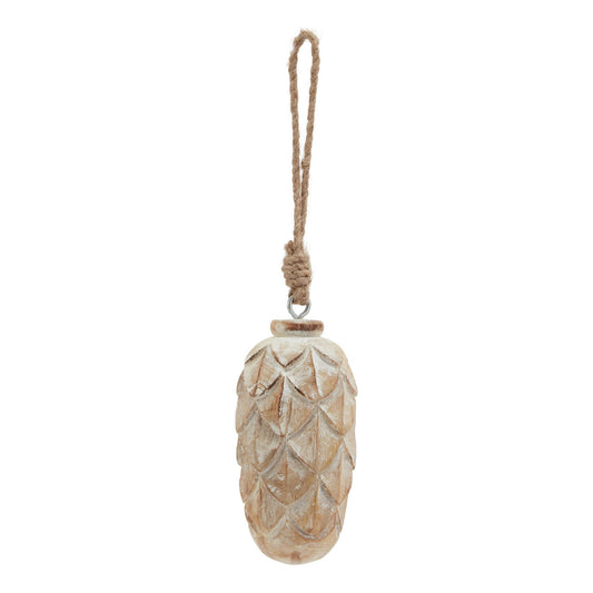 Antique White Wash Pine Cone Bauble by Hill Interiors