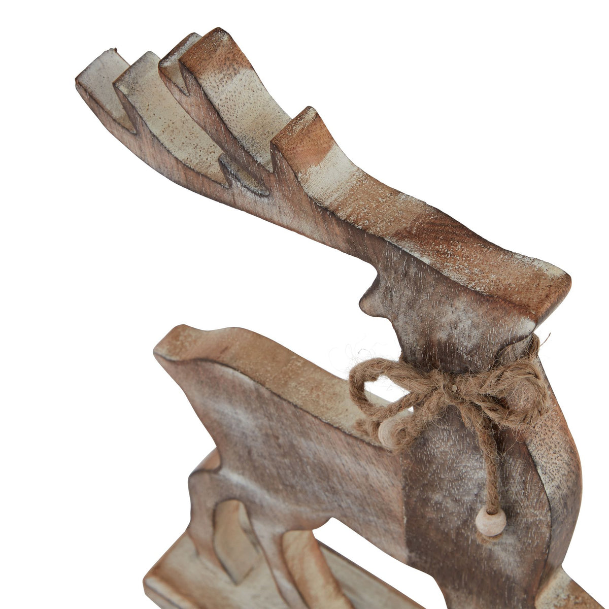 White Wash Collection Wooden Reindeer Decoration by Hill Interiors - image 2