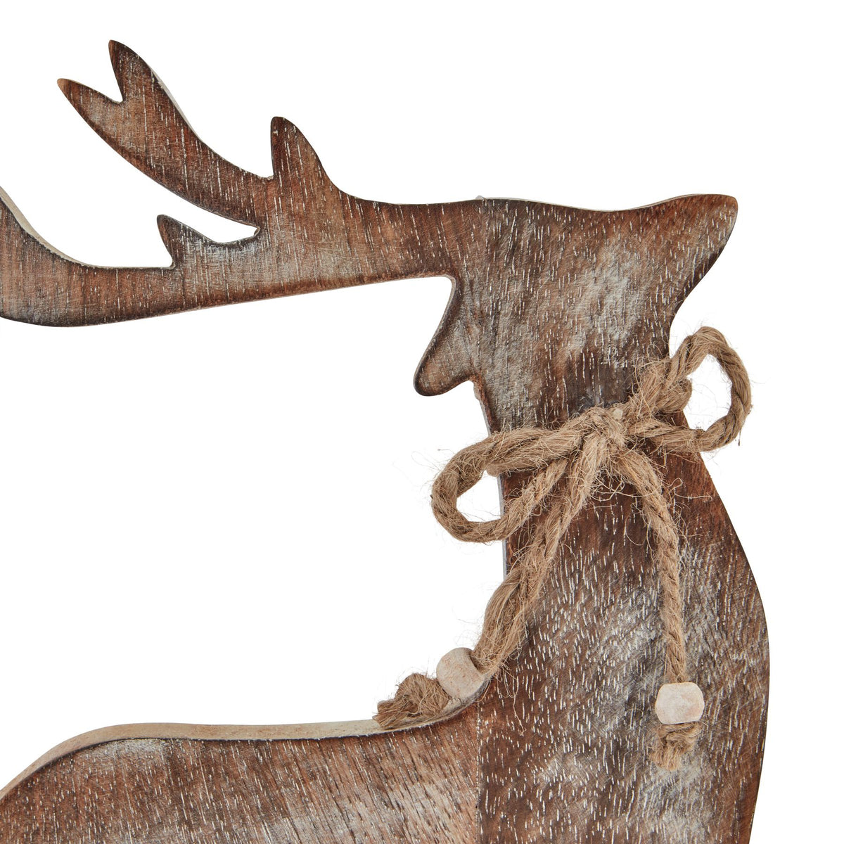White Wash Collection Wooden Reindeer Decoration by Hill Interiors - image 3