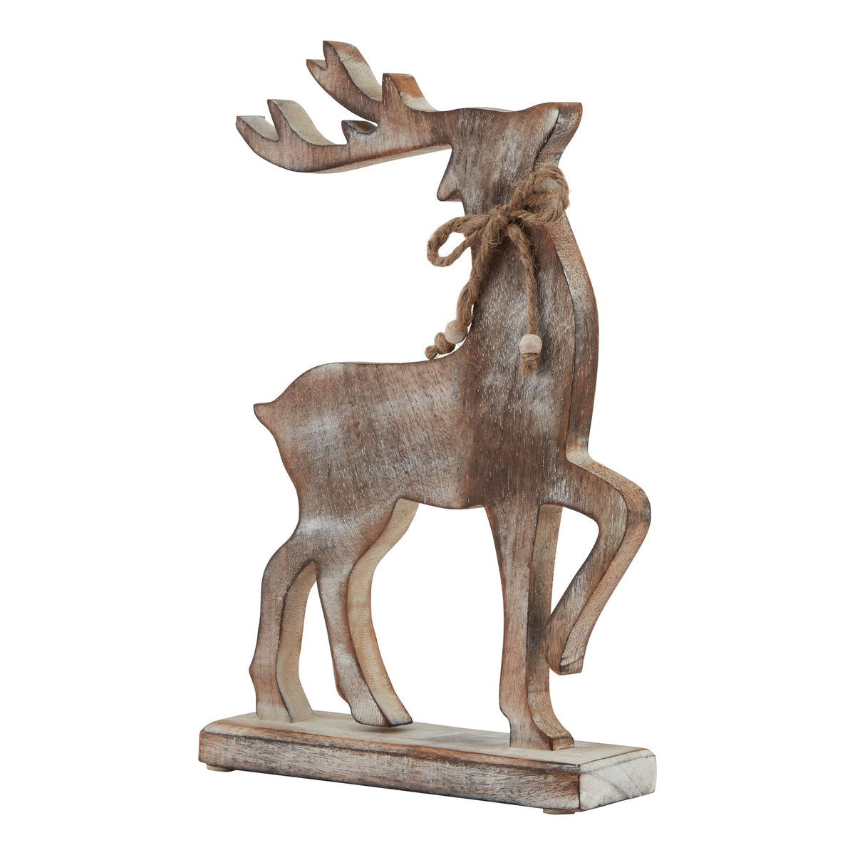 White Wash Collection Wooden Reindeer Decoration by Hill Interiors