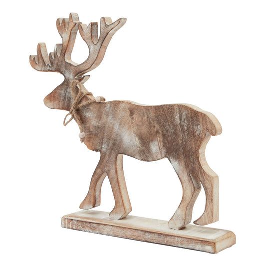 White Wash Collection Wooden Stag Decoration by Hill Interiors