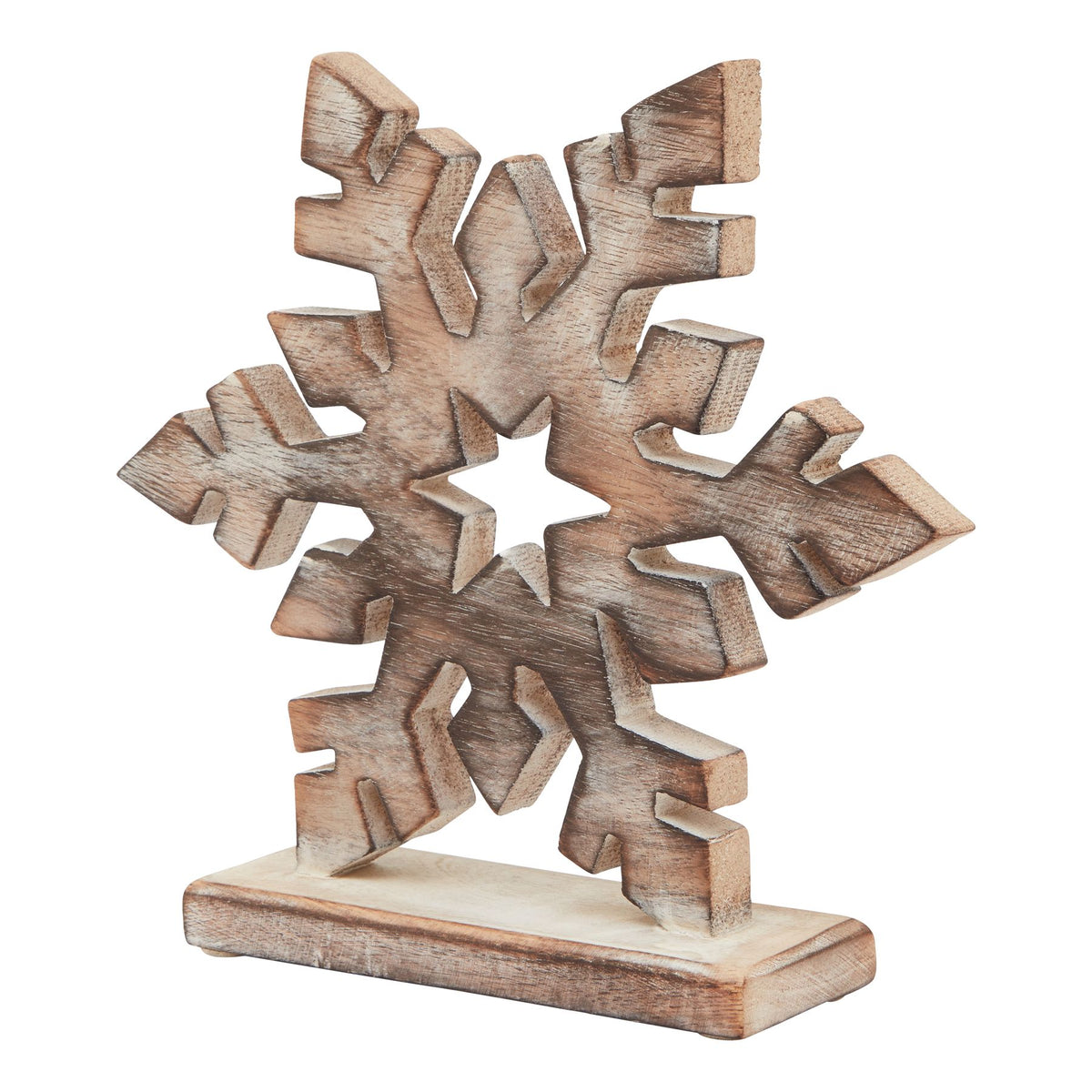 White Wash Collection Wooden Snowflake Decoration by Hill Interiors