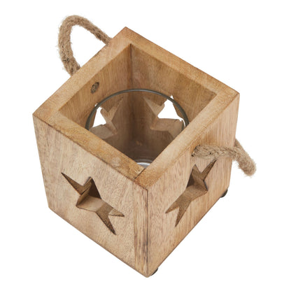 Natural Wooden Small Star Tealight Candle Holder by Hill Interiors - image 2