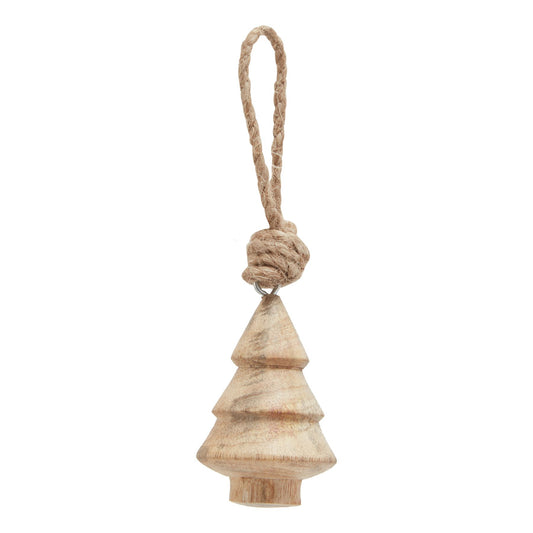 Natural Hand Turned Wooden Tree Bauble by Hill Interiors