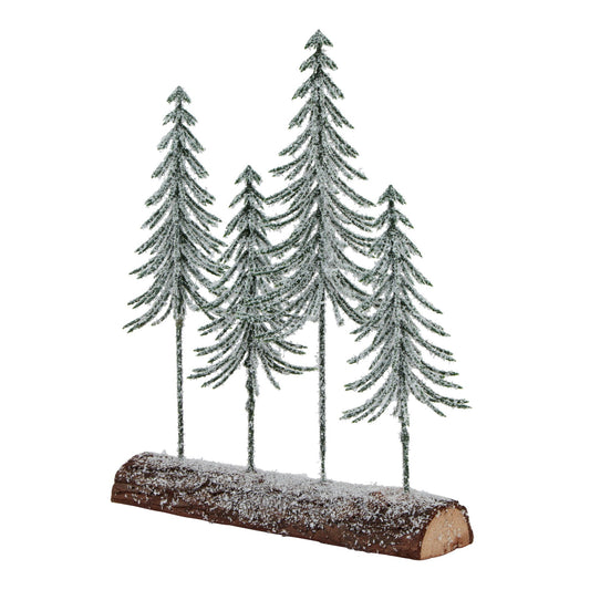 Small Snowy Spindle Tree Quad In Wood Log by Hill Interiors
