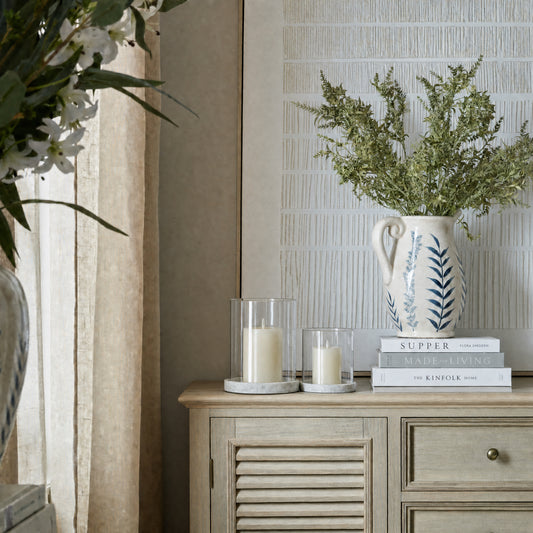 Athena Stone Large Hurricane Lantern by Hill Interiors