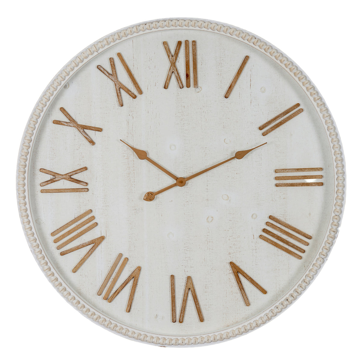 Large Rustic White Clock With Beaded Frame by Hill Interiors - image 2