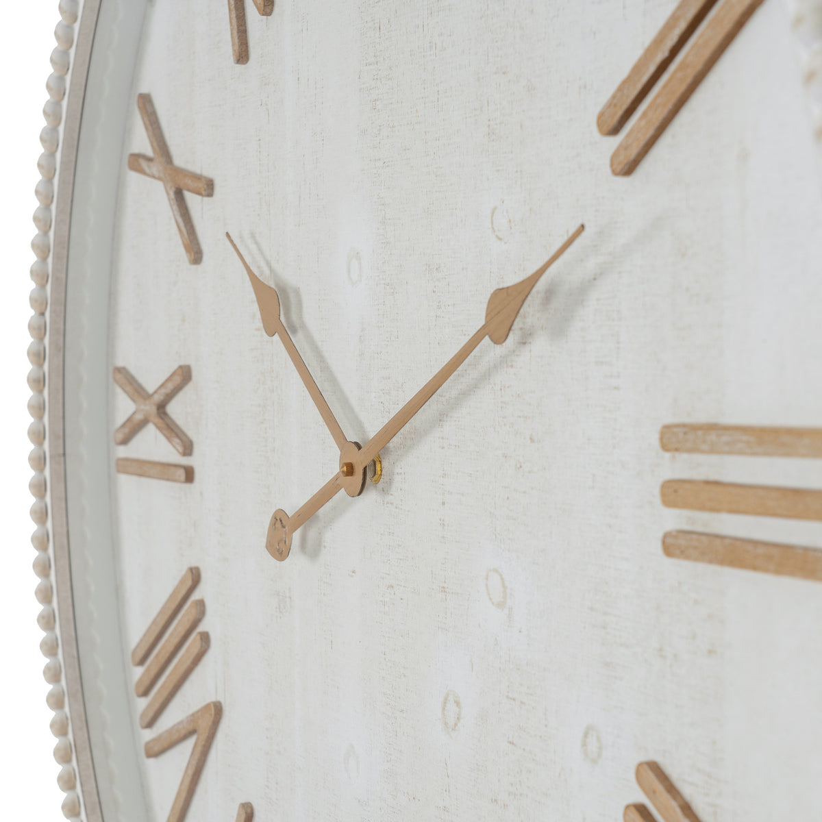 Large Rustic White Clock With Beaded Frame by Hill Interiors - image 3
