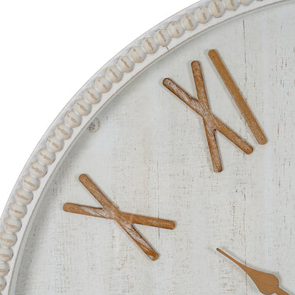 Large Rustic White Clock With Beaded Frame by Hill Interiors - image 4
