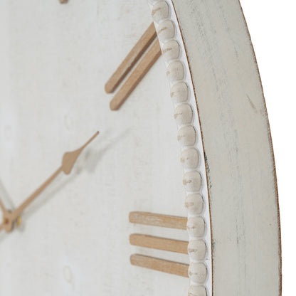 Large Rustic White Clock With Beaded Frame by Hill Interiors - image 5